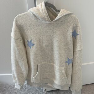 Altar'd State Heather Gray Hoodie Sweater with Blue Star Accents